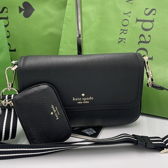 KATE SPADE Rosie Pebble Leather Small Flap Crossbody Black NWT - Picture 11 of 16